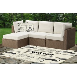 Hipster Cats & Mustache Indoor / Outdoor Rug - Custom Size w/ Name or Text