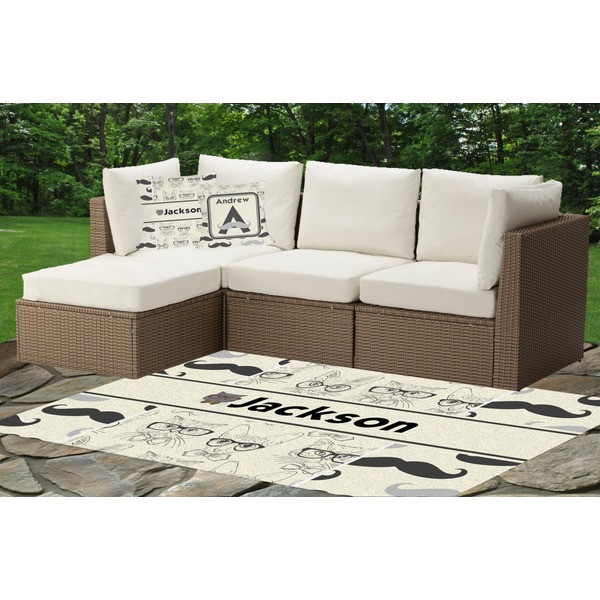 Hipster Cats & Mustache Indoor / Outdoor Rug & Cushions