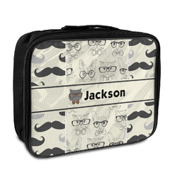 Hipster Cats & Mustache Insulated Lunch Bag (Personalized)