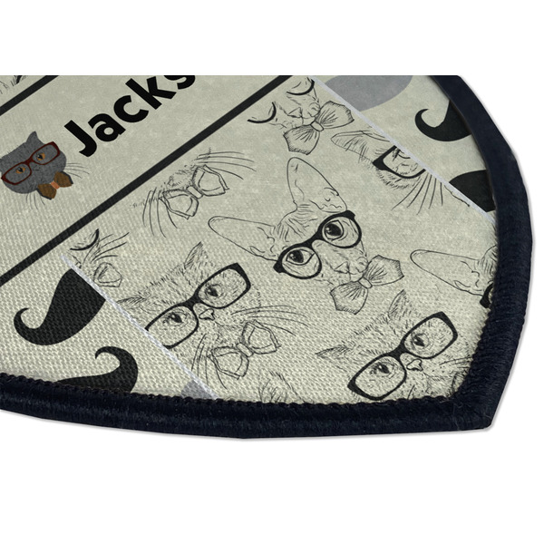 Hipster Cats & Mustache Iron on Shield 3 Detail