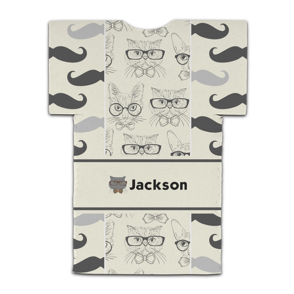 Hipster Cats & Mustache Jersey Bottle Cooler - BACK (flat)