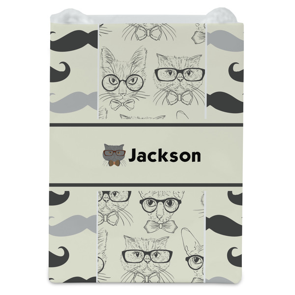 Hipster Cats & Mustache Jewelry Gift Bag - Gloss - Front
