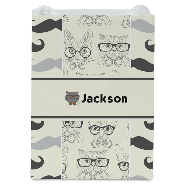 Hipster Cats & Mustache Jewelry Gift Bag - Matte - Front
