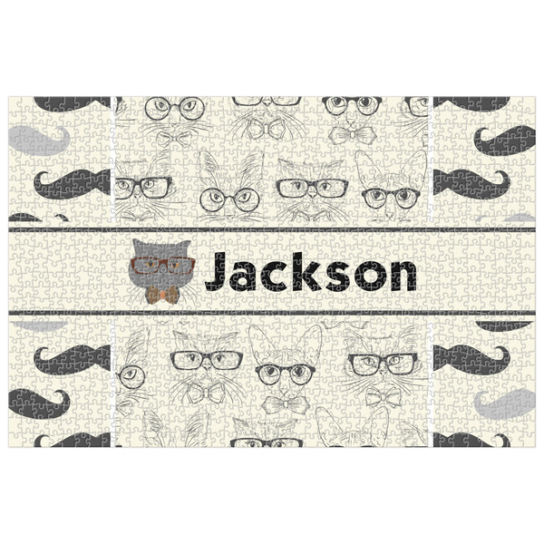 Custom Hipster Cats & Mustache 1014 pc Jigsaw Puzzle (Personalized)