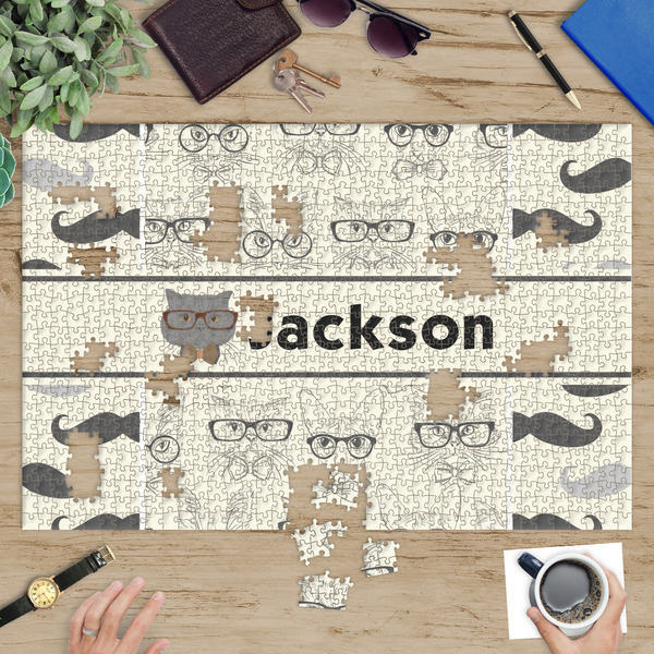 Hipster Cats & Mustache Jigsaw Puzzle 1014 Piece - In Context