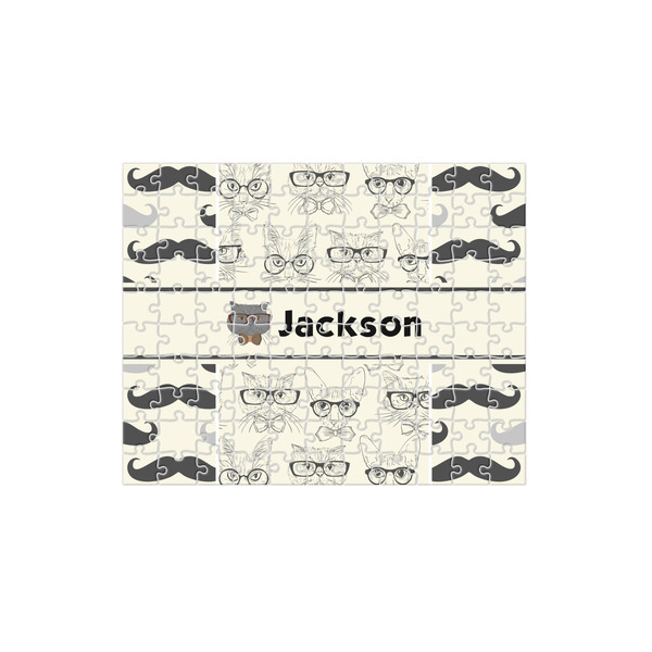 Custom Hipster Cats & Mustache 110 pc Jigsaw Puzzle (Personalized)