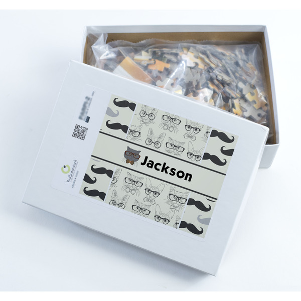 Hipster Cats & Mustache Jigsaw Puzzle 252 Piece - Box