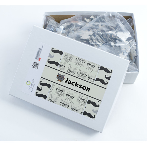 Hipster Cats & Mustache Jigsaw Puzzle 500 Piece - Box