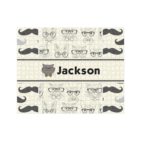 Custom Hipster Cats & Mustache 500 pc Jigsaw Puzzle (Personalized)