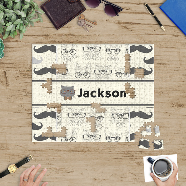 Hipster Cats & Mustache Jigsaw Puzzle 500 Piece - In Context