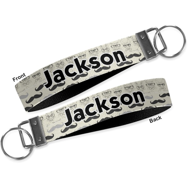 Hipster Cats & Mustache Key-chain - Metal and Nylon - Front and Back