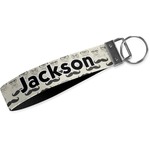 Hipster Cats & Mustache Webbing Keychain Fob - Large (Personalized)