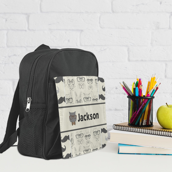 Hipster Cats & Mustache Kid's Backpack - Lifestyle