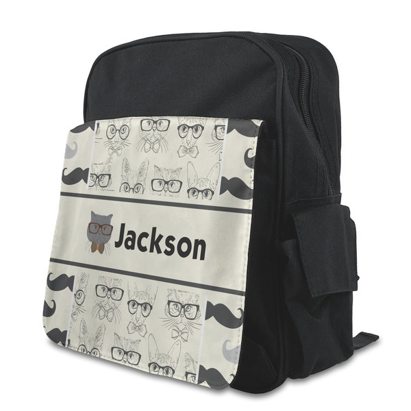 Custom Hipster Cats & Mustache Preschool Backpack (Personalized)