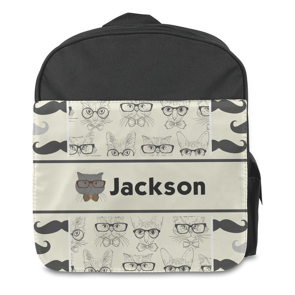 Hipster Cats & Mustache Kids Backpack - Front