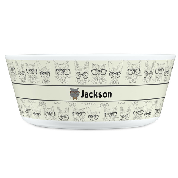 Hipster Cats & Mustache Kids Bowls - FRONT