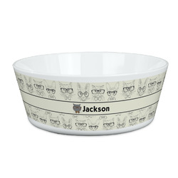Hipster Cats & Mustache Kid's Bowl (Personalized)