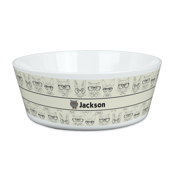 Custom Hipster Cats & Mustache Kid's Bowl (Personalized)