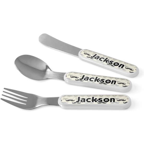 Custom Hipster Cats & Mustache Kid's Flatware (Personalized)