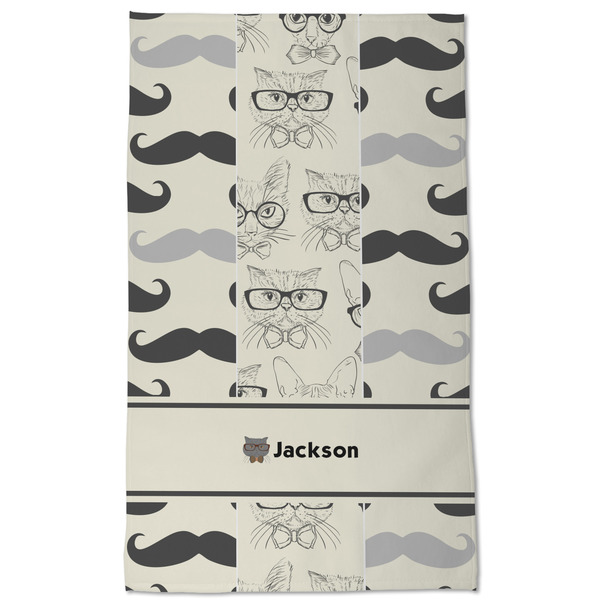 Hipster Cats & Mustache Kitchen Towel - Poly Cotton - Full Front