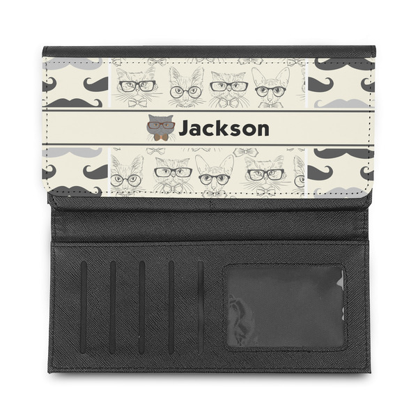 Hipster Cats & Mustache Ladies Wallet - Half Way Open