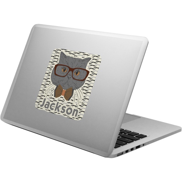 Custom Hipster Cats & Mustache Laptop Decal (Personalized)