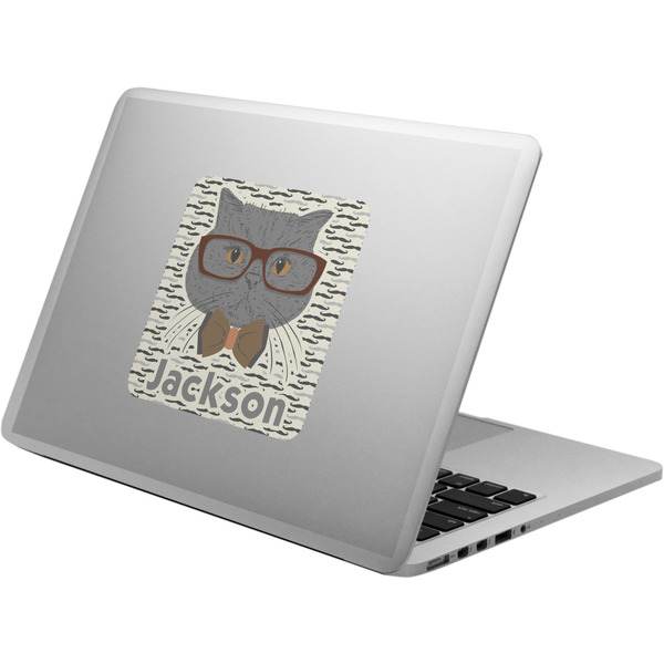 Custom Hipster Cats & Mustache Laptop Decal (Personalized)