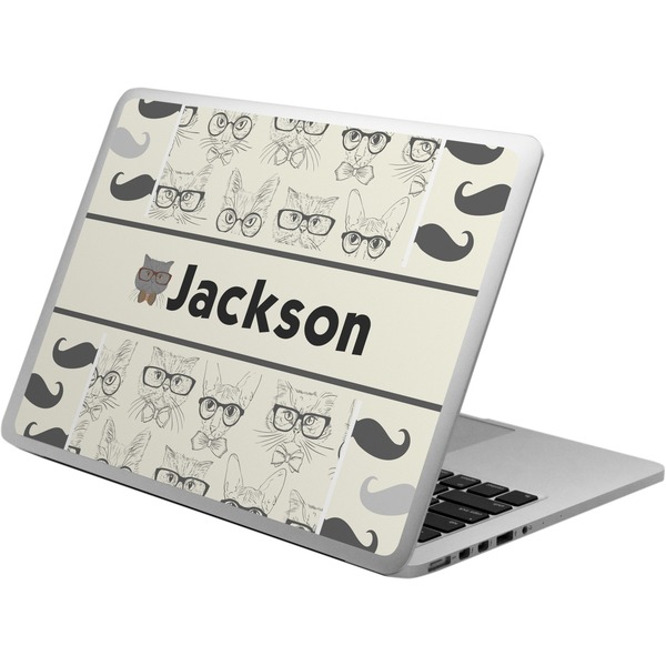 Custom Hipster Cats & Mustache Laptop Skin - Custom Sized (Personalized)