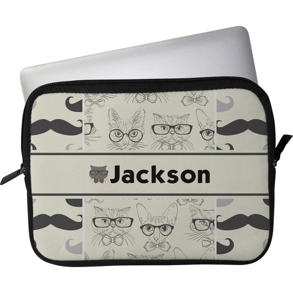Custom Hipster Cats & Mustache Laptop Sleeve / Case - 13" (Personalized)