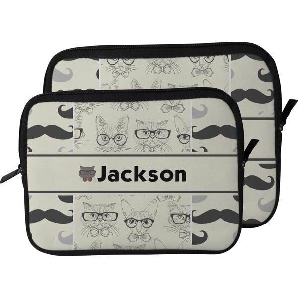 Hipster Cats & Mustache Laptop Sleeve (Size Comparison)