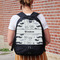 Hipster Cats & Mustache Large Backpack - Black - On Back