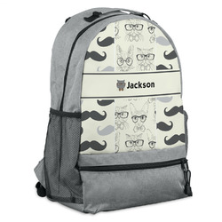 Hipster Cats & Mustache Backpack - Grey (Personalized)