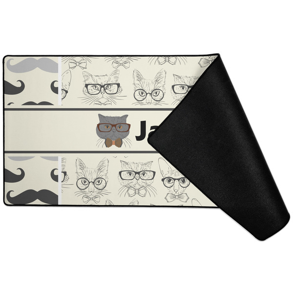 Hipster Cats & Mustache Large Gaming Mats - FRONT W/ FOLD
