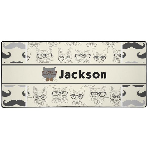 Custom Hipster Cats & Mustache 3XL Gaming Mouse Pad - 35" x 16" (Personalized)