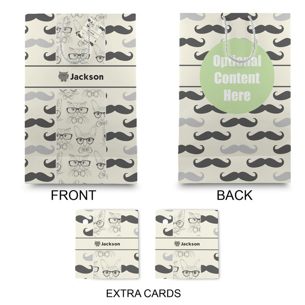 Hipster Cats & Mustache Large Gift Bag - Approval
