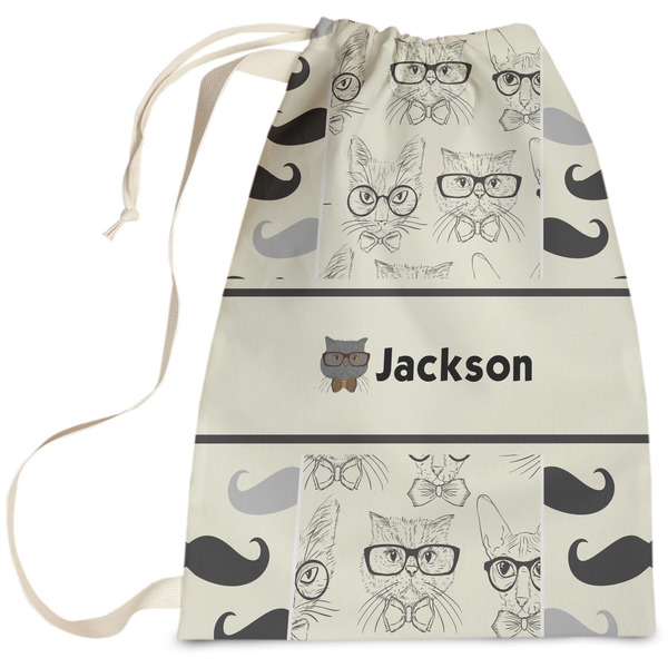 Custom Hipster Cats & Mustache Laundry Bag (Personalized)