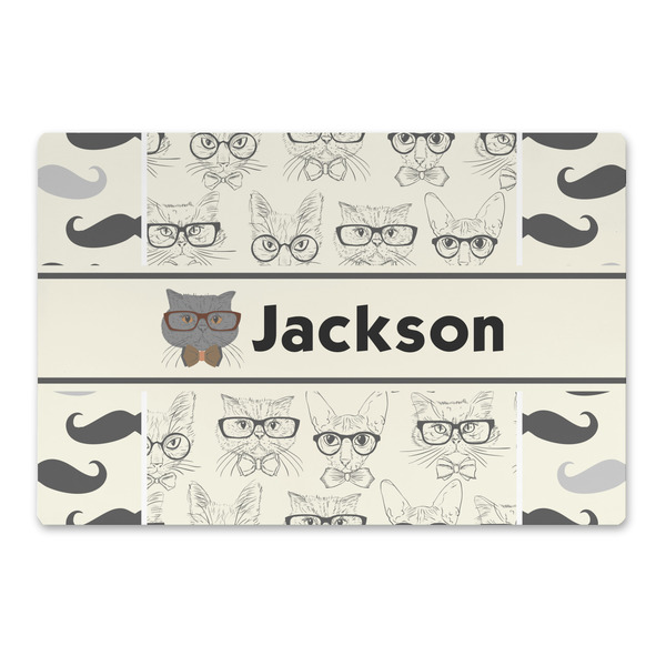 Custom Hipster Cats & Mustache Large Rectangle Car Magnet (Personalized)