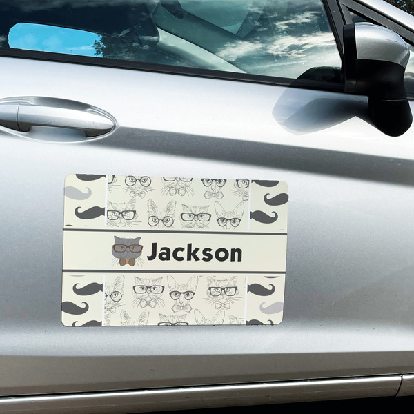 Hipster Cats & Mustache Large Rectangle Car Magnets- In Context