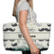 Hipster Cats & Mustache Large Rope Tote Bag - In Context View