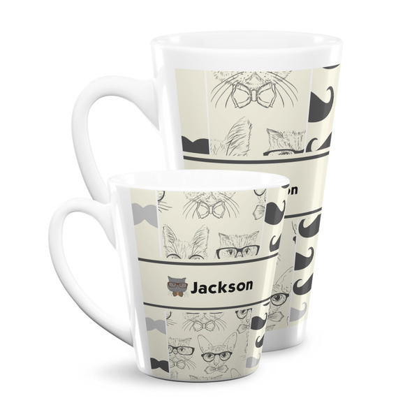 Hipster Cats & Mustache Latte Mugs Main