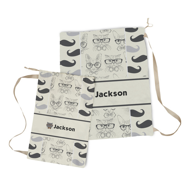 Hipster Cats & Mustache Laundry Bag - Both Bags