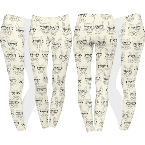 Hipster Cats & Mustache Leggings Turn Around - Apvl