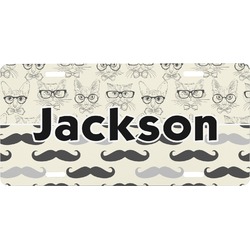 Hipster Cats & Mustache Front License Plate (Personalized)