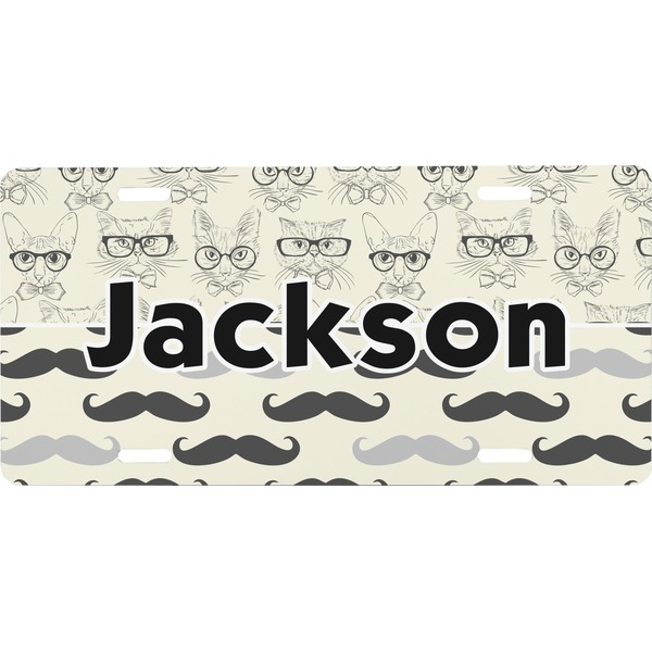 Custom Hipster Cats & Mustache Front License Plate (Personalized)
