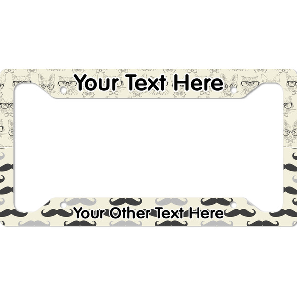 Custom Hipster Cats & Mustache License Plate Frame - Style A (Personalized)