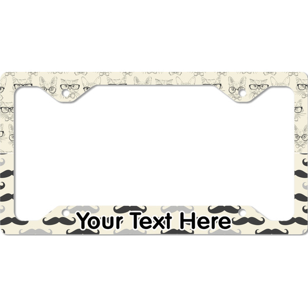 Custom Hipster Cats & Mustache License Plate Frame - Style C (Personalized)