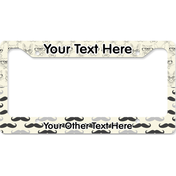 Custom Hipster Cats & Mustache License Plate Frame - Style B (Personalized)