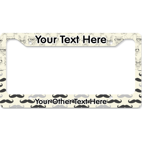 Hipster Cats & Mustache License Plate Frame Wide