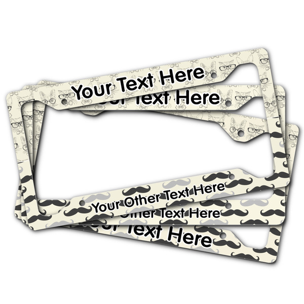 Hipster Cats & Mustache License Plate Frames - (PARENT MAIN)