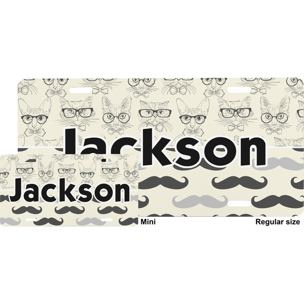 Hipster Cats & Mustache License Plate (Sizes)